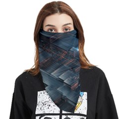 Architectural Design Abstract 3d Neon Glow Industry Face Covering Bandana (triangle) by 99art