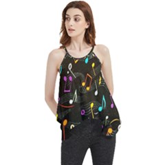 Assorted Color Musical Notes Wallpaper Fabric Flowy Camisole Tank Top by 99art