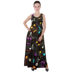 Assorted Color Musical Notes Wallpaper Fabric Empire Waist Velour Maxi Dress by 99art