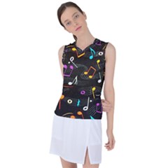 Assorted Color Musical Notes Wallpaper Fabric Women s Sleeveless Sports Top by 99art