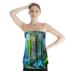 Anime Landscape Apocalyptic Ruins Water City Cityscape Strapless Top