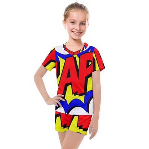 Zap Comic Book Fight Kids  Mesh Tee And Shorts Set by 99art