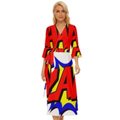 Zap Comic Book Fight Midsummer Wrap Dress by 99art