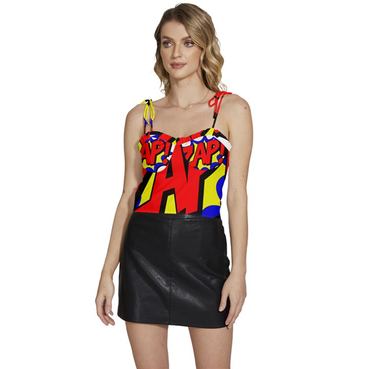 Zap Comic Book Fight Flowy Camisole Tie Up Top