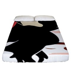 Bat Broom Broomstick Fitted Sheet (queen Size) by 99art