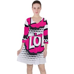 Lol-acronym-laugh-out-loud-laughing Quarter Sleeve Ruffle Waist Dress by 99art