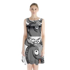 Animal-armadillo-armored-ball- Sleeveless Waist Tie Chiffon Dress