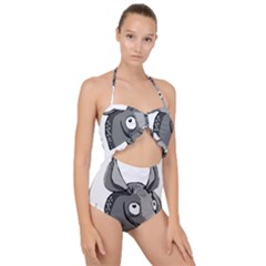 Animal-armadillo-armored-ball- Scallop Top Cut Out Swimsuit