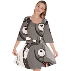 Animal-armadillo-armored-ball- Velour Kimono Dress by 99art