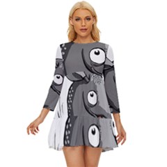 Animal-armadillo-armored-ball- Long Sleeve Babydoll Dress by 99art