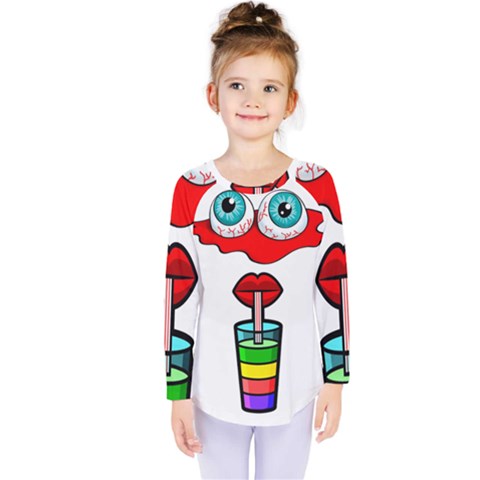 Animation-eyes-cartoon-cute-comic Kids  Long Sleeve Tee by 99art