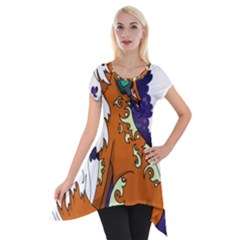 Fuchs-comic-music-wild-animal-cute Short Sleeve Side Drop Tunic by 99art