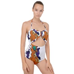 Fuchs-comic-music-wild-animal-cute Scallop Top Cut Out Swimsuit by 99art