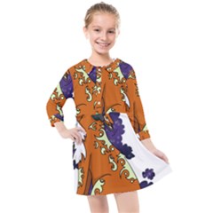 Fuchs-comic-music-wild-animal-cute Kids  Quarter Sleeve Shirt Dress by 99art