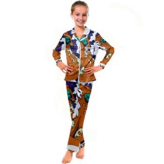 Fuchs-comic-music-wild-animal-cute Kids  Satin Long Sleeve Pajamas Set by 99art