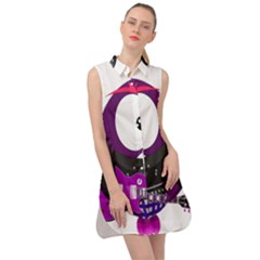 Bird-music-animation-animal Sleeveless Shirt Dress by 99art