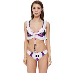 Bird-music-animation-animal Low Cut Ruffle Edge Bikini Set by 99art