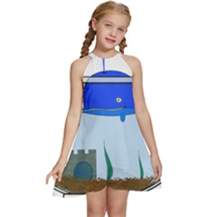 Wal-fish-small-world-lake-sea Kids  Halter Collar Waist Tie Chiffon Dress by 99art