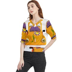 Car-transportation-cartoon-comic Quarter Sleeve Blouse