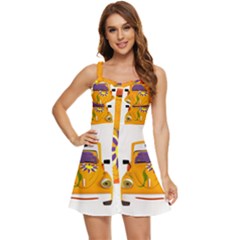 Car-transportation-cartoon-comic Ruffle Edge Bra Cup Chiffon Mini Dress by 99art