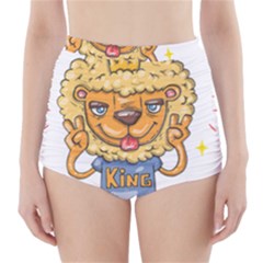 Animation-lion-animals-king-cool High-waisted Bikini Bottoms by 99art