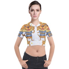 Animation-lion-animals-king-cool Short Sleeve Cropped Jacket by 99art