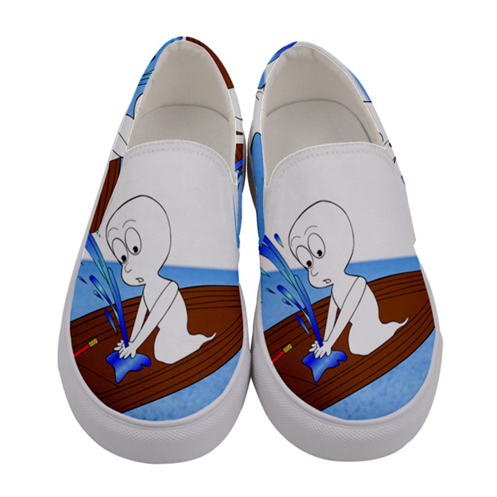 Spirit-boat-funny-comic-graphic Women s Canvas Slip Ons