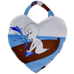 Spirit-boat-funny-comic-graphic Giant Heart Shaped Tote by 99art