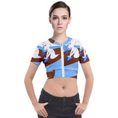 Spirit-boat-funny-comic-graphic Short Sleeve Cropped Jacket by 99art