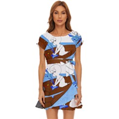 Spirit-boat-funny-comic-graphic Puff Sleeve Frill Dress by 99art