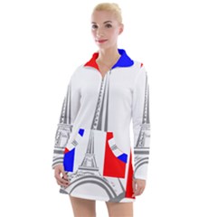 Eiffel-tower-france-flag-tower- Women s Long Sleeve Casual Dress by 99art