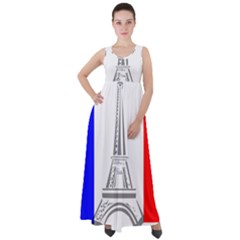 Eiffel-tower-france-flag-tower- Empire Waist Velour Maxi Dress by 99art