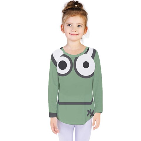 Cartoon-cute-frankenstein-halloween Kids  Long Sleeve Tee by 99art