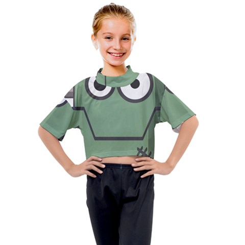 Cartoon-cute-frankenstein-halloween Kids Mock Neck Tee by 99art