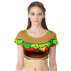 Hamburger-cheeseburger-fast-food Short Sleeve Crop Top