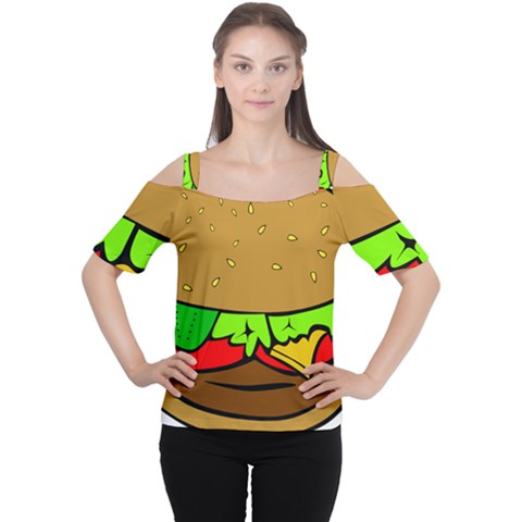 Hamburger-cheeseburger-fast-food Cutout Shoulder Tee by 99art