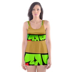 Hamburger-cheeseburger-fast-food Skater Dress Swimsuit