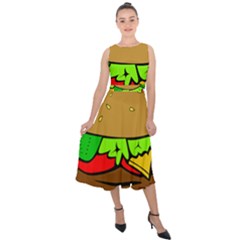 Hamburger-cheeseburger-fast-food Midi Tie-Back Chiffon Dress