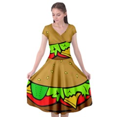 Hamburger-cheeseburger-fast-food Cap Sleeve Wrap Front Dress