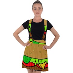 Hamburger-cheeseburger-fast-food Velvet Suspender Skater Skirt