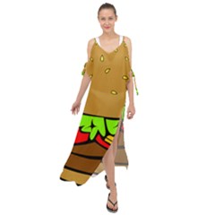 Hamburger-cheeseburger-fast-food Maxi Chiffon Cover Up Dress