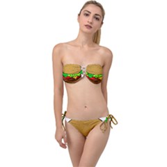 Hamburger-cheeseburger-fast-food Twist Bandeau Bikini Set by 99art
