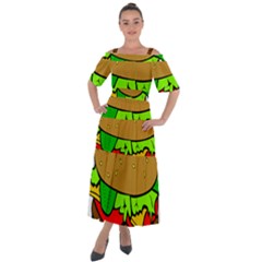 Hamburger-cheeseburger-fast-food Shoulder Straps Boho Maxi Dress 