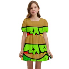 Hamburger-cheeseburger-fast-food Kids  Short Sleeve Dolly Dress