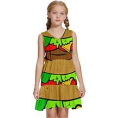 Hamburger-cheeseburger-fast-food Kids  Sleeveless Tiered Mini Dress