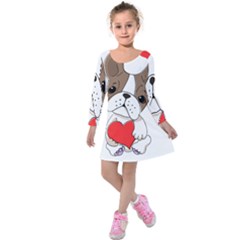 Animation-dog-cute-animate-comic Kids  Long Sleeve Velvet Dress