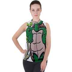 Amphibian-animal-cartoon-reptile Mock Neck Chiffon Sleeveless Top by 99art