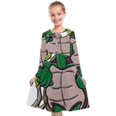 Amphibian-animal-cartoon-reptile Kids  Midi Sailor Dress by 99art