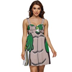 Amphibian-animal-cartoon-reptile Ruffle Strap Babydoll Chiffon Dress