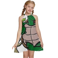 Amphibian-animal-cartoon-reptile Kids  Halter Collar Waist Tie Chiffon Dress by 99art